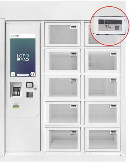 Illustration d'une étiquette électronique sur un casier