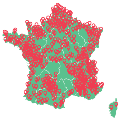 Carte de France avec emplacement des distributeurs automatiques Le Casier Français